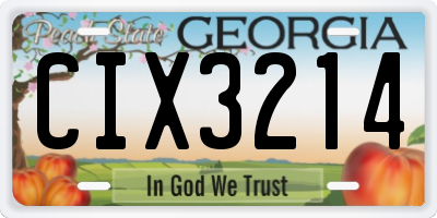 GA license plate CIX3214