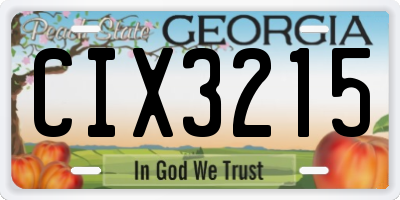 GA license plate CIX3215