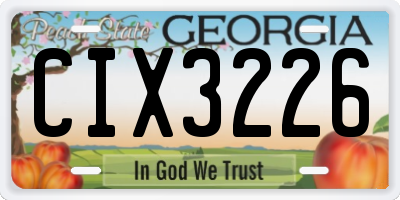GA license plate CIX3226