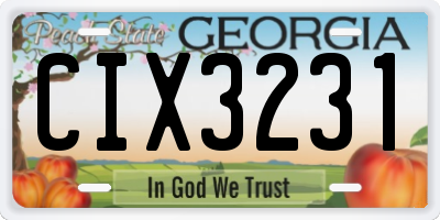 GA license plate CIX3231