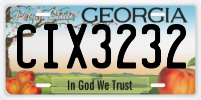 GA license plate CIX3232