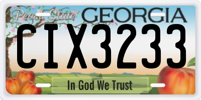 GA license plate CIX3233