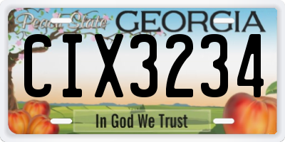 GA license plate CIX3234