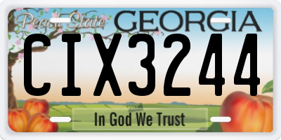 GA license plate CIX3244