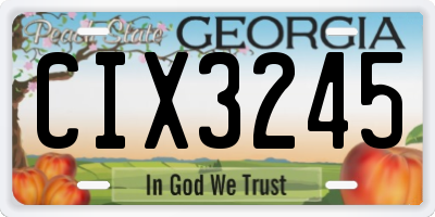 GA license plate CIX3245