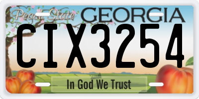 GA license plate CIX3254