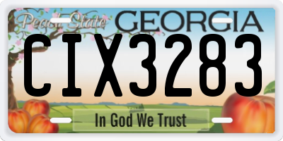 GA license plate CIX3283