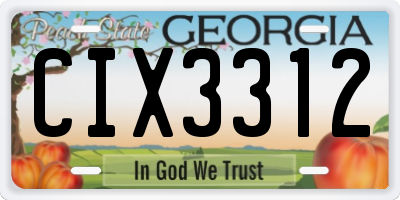 GA license plate CIX3312