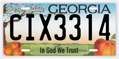 GA license plate CIX3314