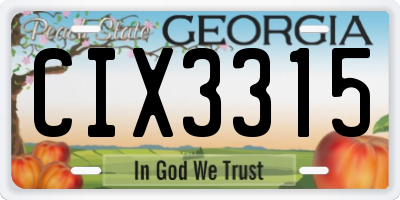 GA license plate CIX3315