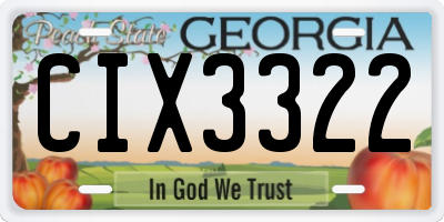 GA license plate CIX3322