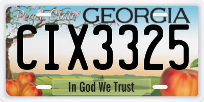 GA license plate CIX3325
