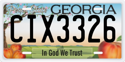 GA license plate CIX3326