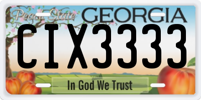 GA license plate CIX3333