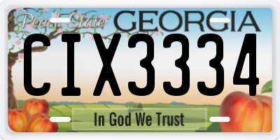 GA license plate CIX3334