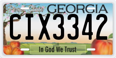GA license plate CIX3342