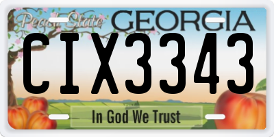 GA license plate CIX3343