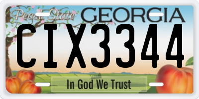 GA license plate CIX3344