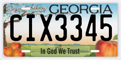 GA license plate CIX3345