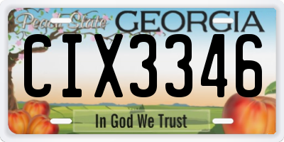 GA license plate CIX3346