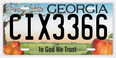 GA license plate CIX3366