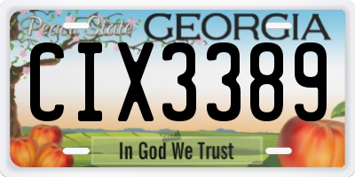 GA license plate CIX3389