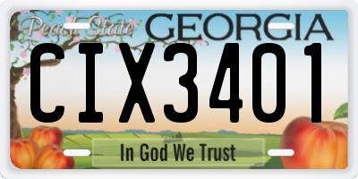 GA license plate CIX3401