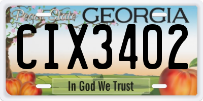 GA license plate CIX3402
