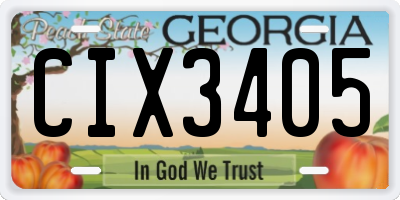 GA license plate CIX3405
