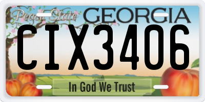 GA license plate CIX3406