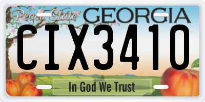 GA license plate CIX3410