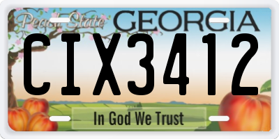 GA license plate CIX3412