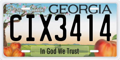 GA license plate CIX3414