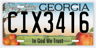 GA license plate CIX3416