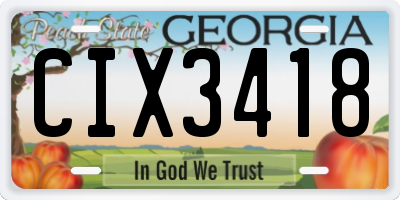 GA license plate CIX3418