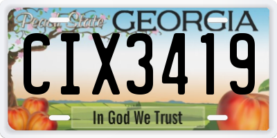GA license plate CIX3419