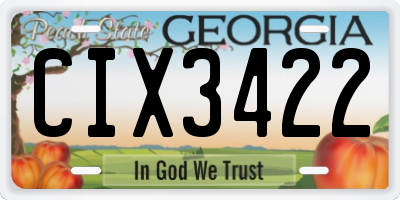 GA license plate CIX3422