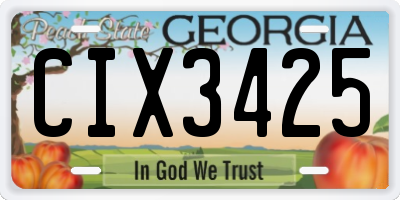 GA license plate CIX3425
