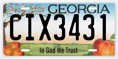 GA license plate CIX3431