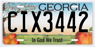 GA license plate CIX3442