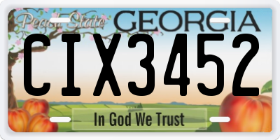 GA license plate CIX3452
