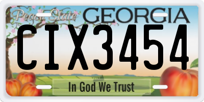 GA license plate CIX3454
