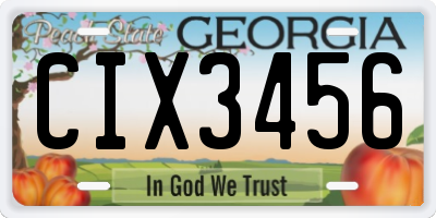 GA license plate CIX3456