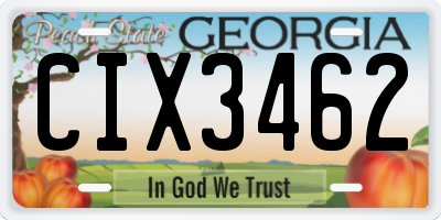 GA license plate CIX3462