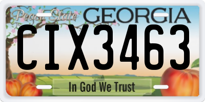 GA license plate CIX3463