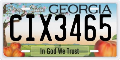 GA license plate CIX3465