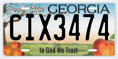 GA license plate CIX3474