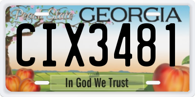 GA license plate CIX3481