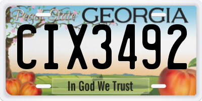 GA license plate CIX3492
