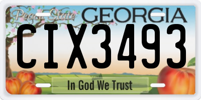 GA license plate CIX3493